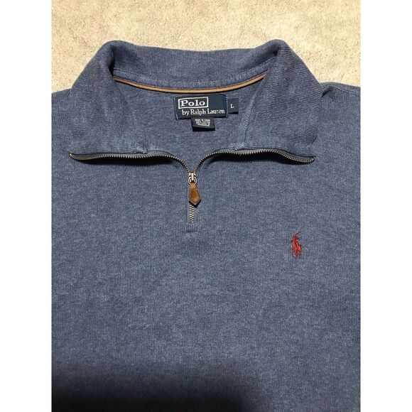 Polo Ralph Lauren 1/4 Zip Pullover‎ Mens Large Blue Golf LS Sweatshirt - Picture 5 of 11